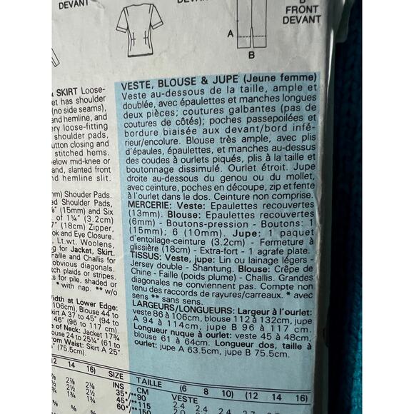 Butterick 4749 pattern evan-picone suit blazer blouse  skirt size 6 - Picture 6 of 8